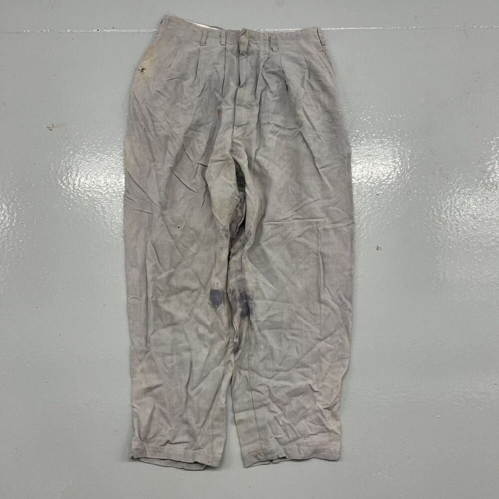 Vintage 50s Blue Faded Rayon Wide Leg Trousers 28x26